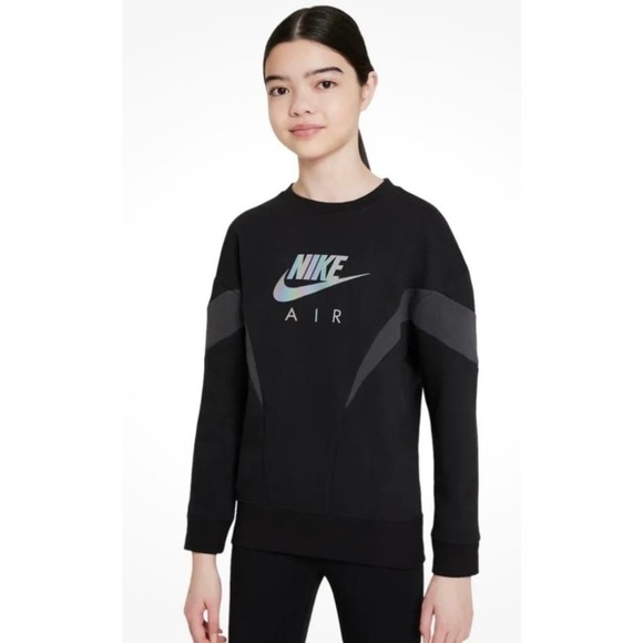 Nike Big Kids Size Small Black Nike Air Sweatshirt Colorful Reflective Logo‌‌ - Picture 1 of 8